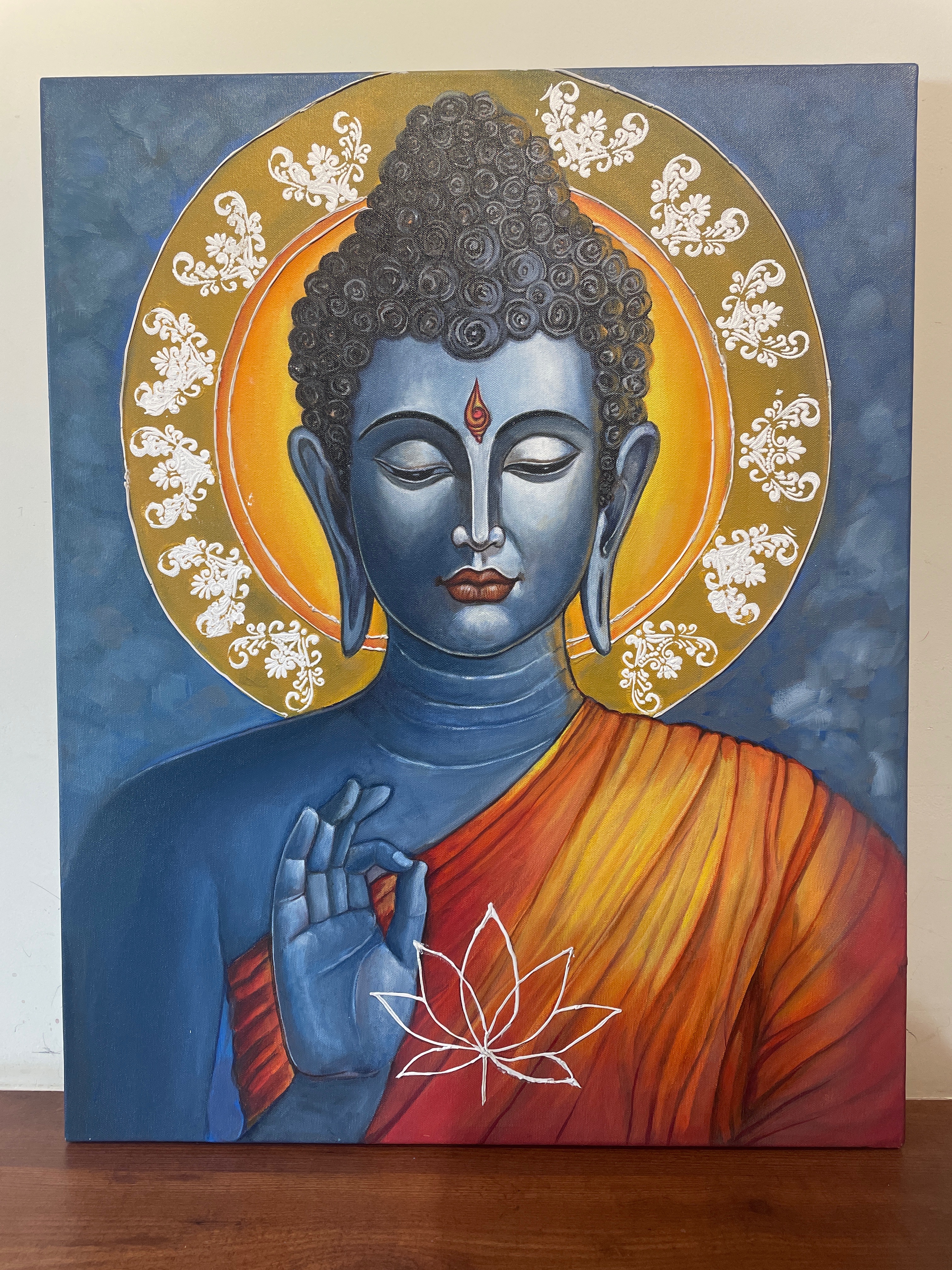 Beautiful Acrylic Buddha Painting on Canvas (24 × 30 cm)
